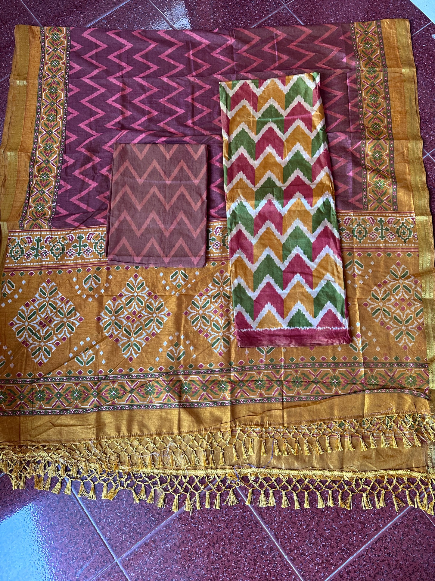 Patola 3 piece set [silk by cotton]ZZ2
