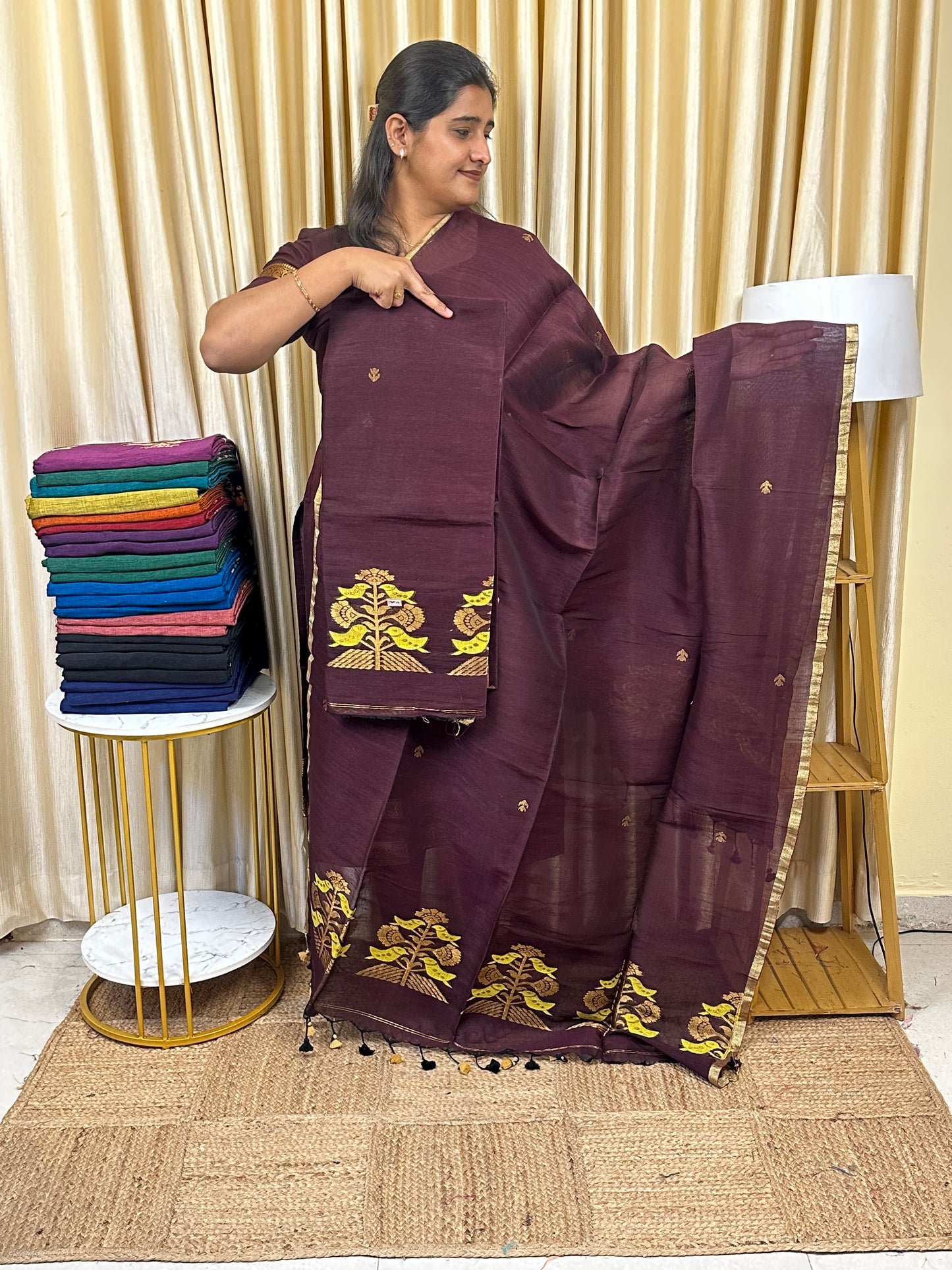 Linen Banarasi Jamdhani handloom JAM66