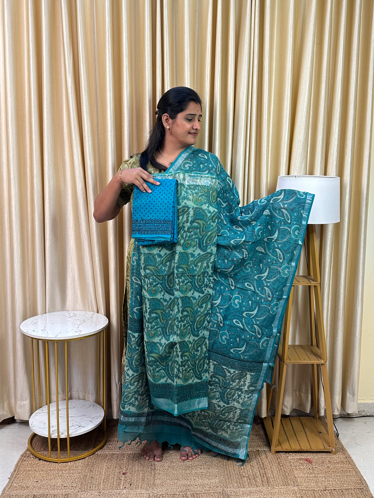 Linen cotton Block printed 3 piece set -8