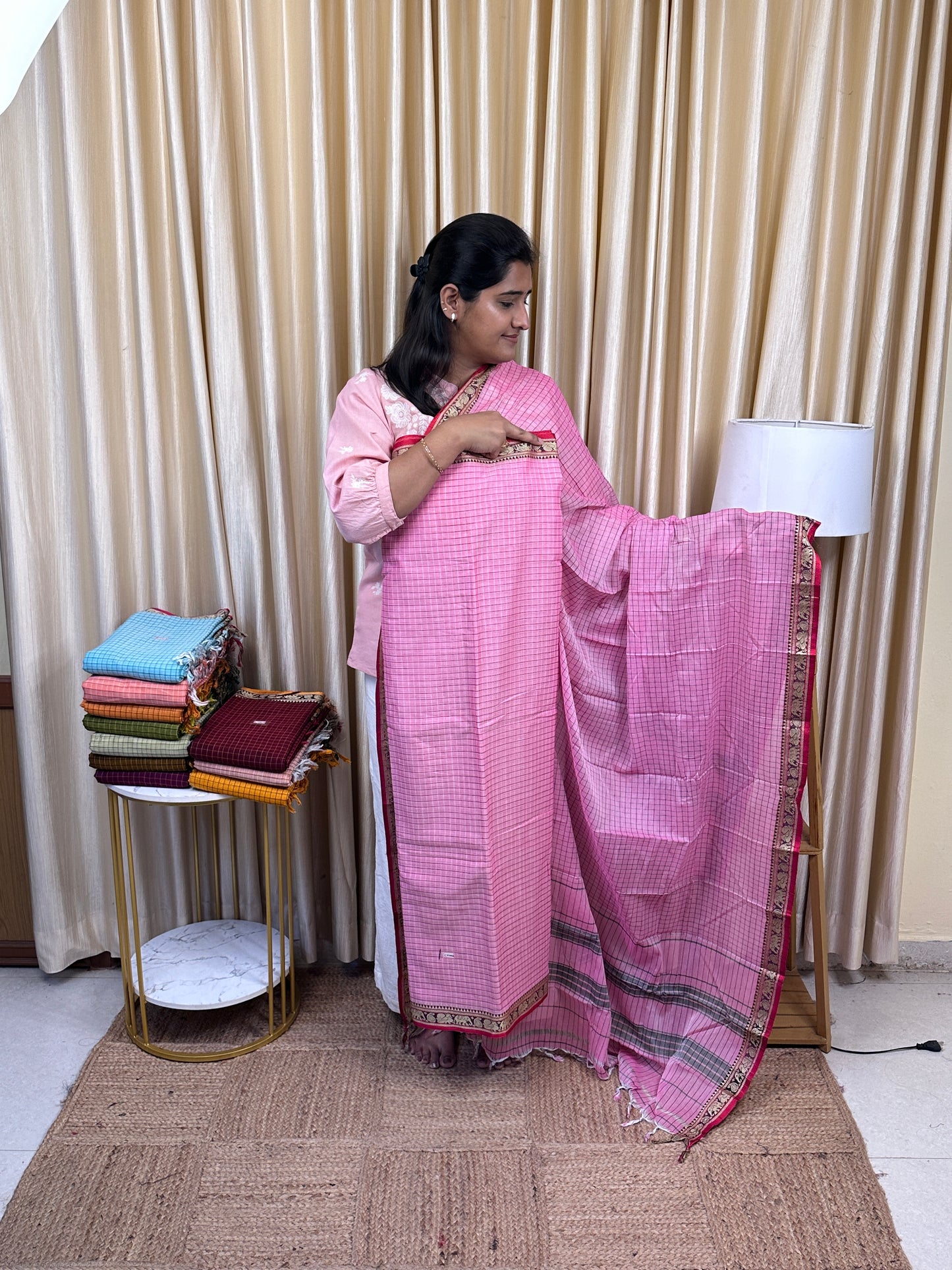 Narayanpet  checks Mercerised cotton (4.5 m Top)-CHKN6