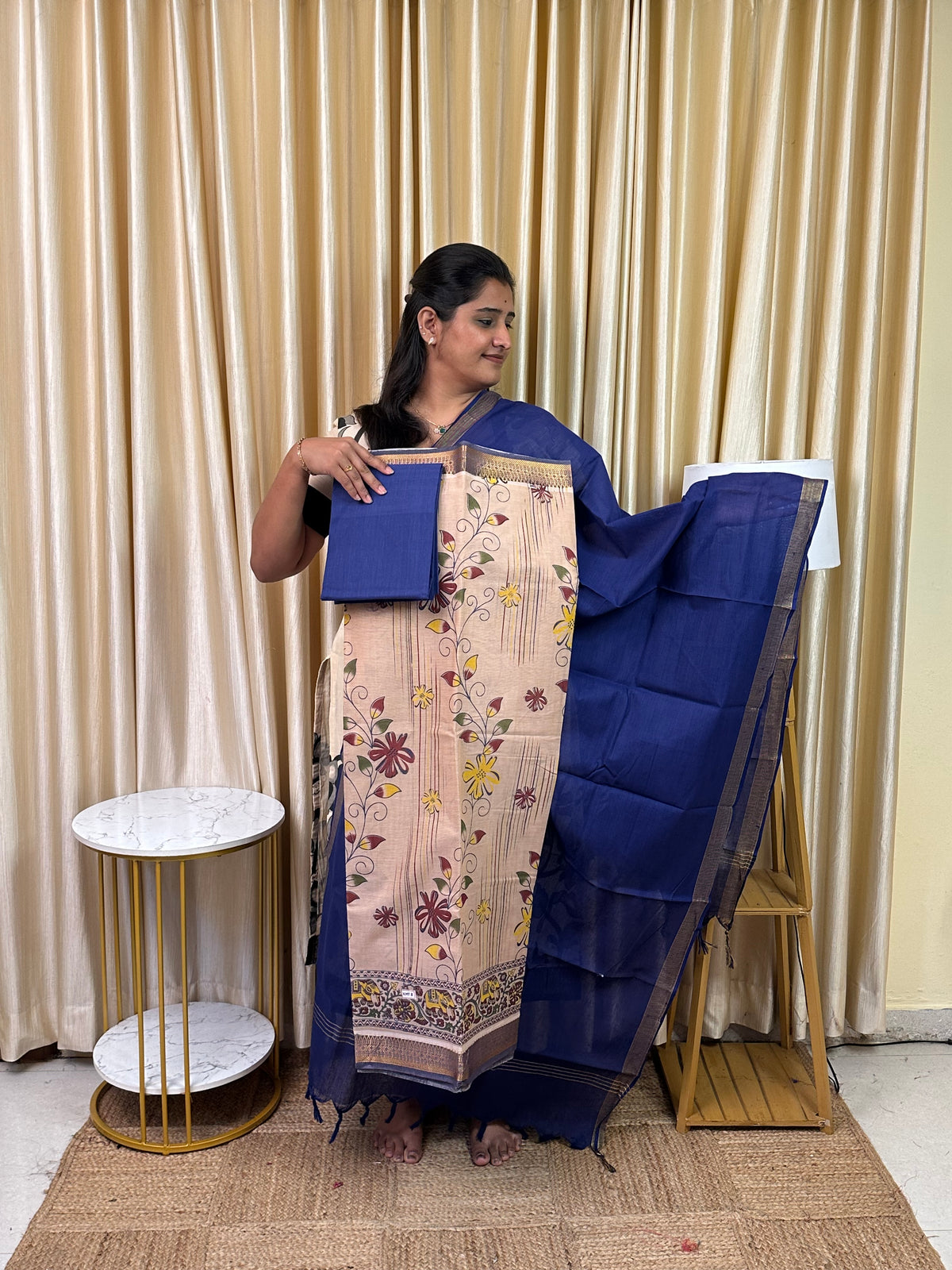 Mangalgiri printed Cotton  3 piece Salwar Suit-KMT8