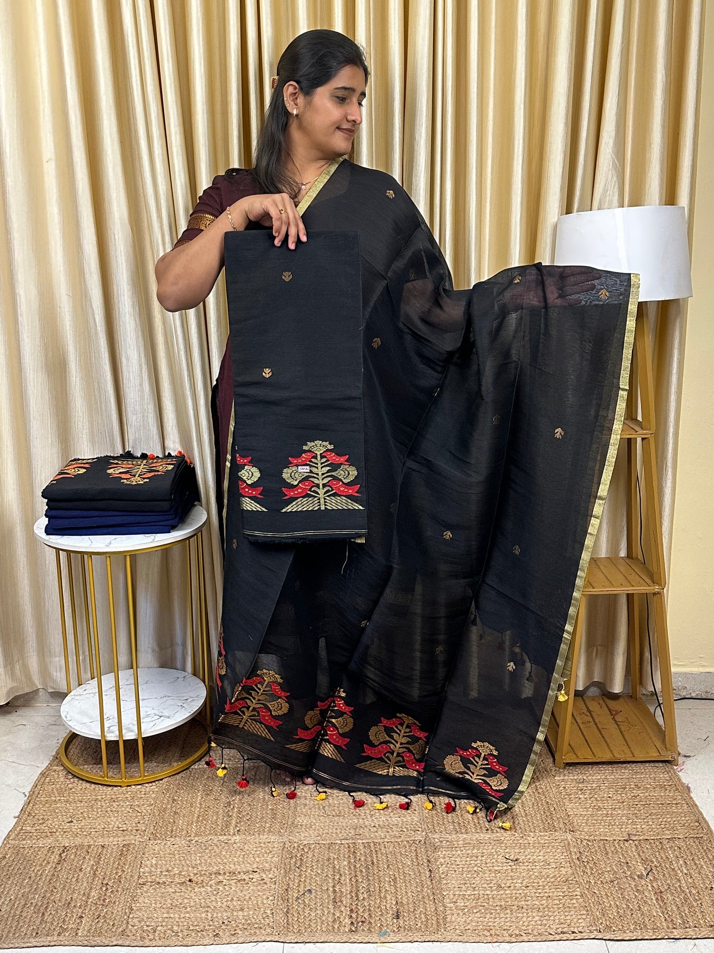 Linen Banarasi Jamdhani handloom JAM84
