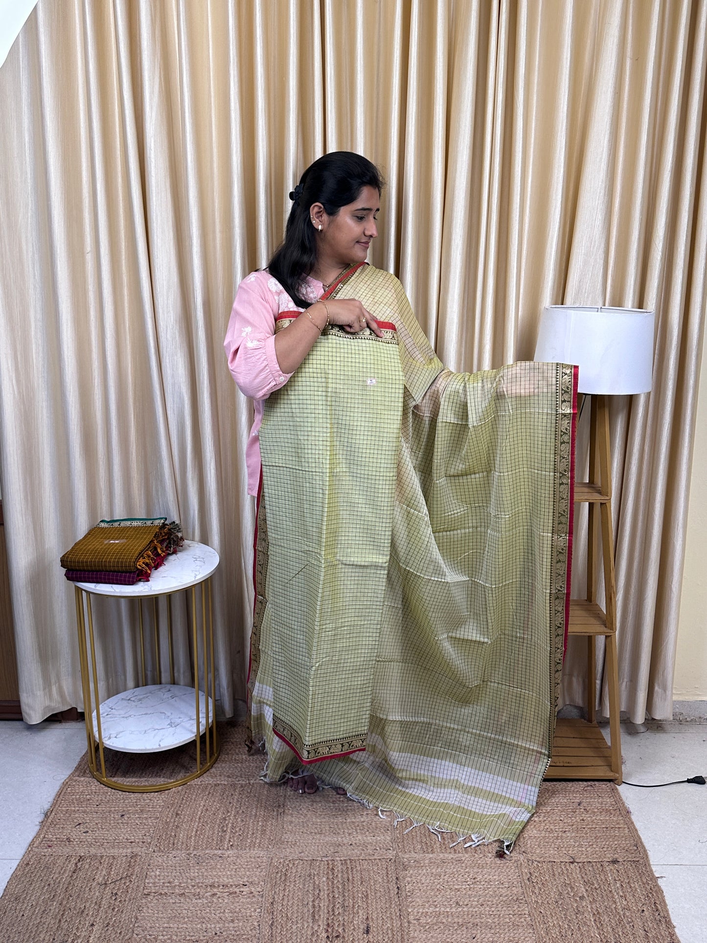 Narayanpet  checks Mercerised cotton (4.5 m Top)-CHKN14