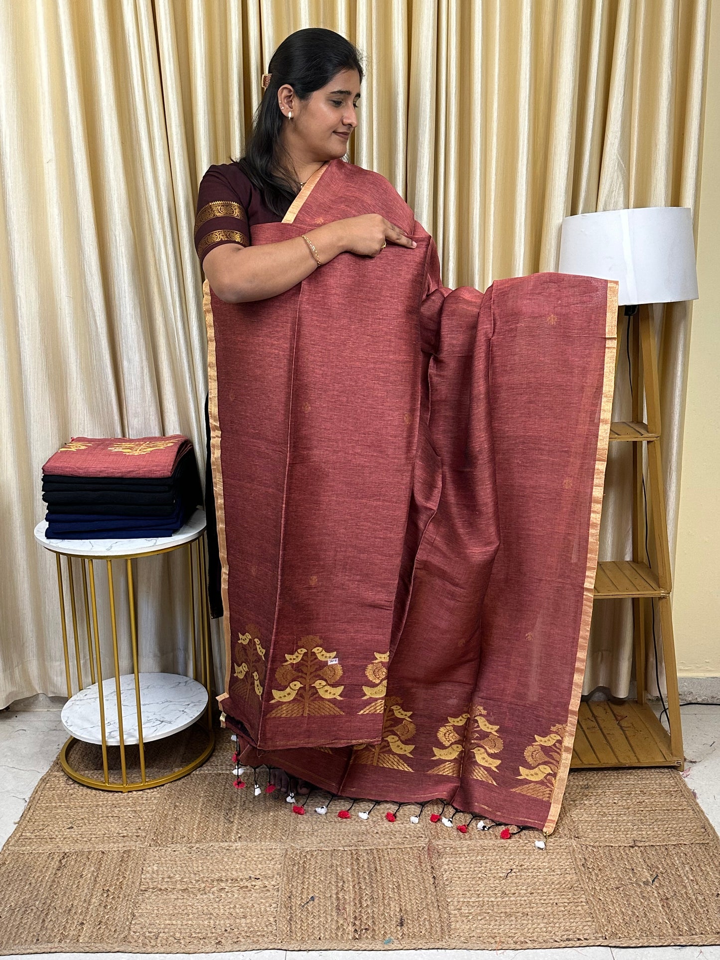 Linen Banarasi Jamdhani handloom JAM81