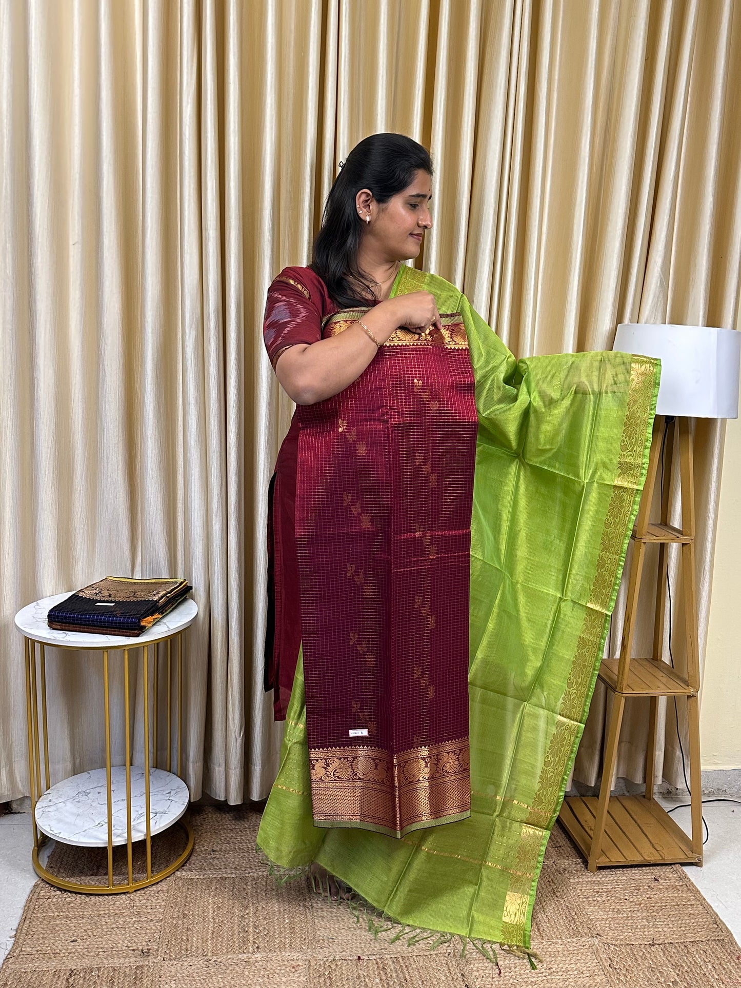 Big border Mangalgiri handloom checks -VIZHI 6