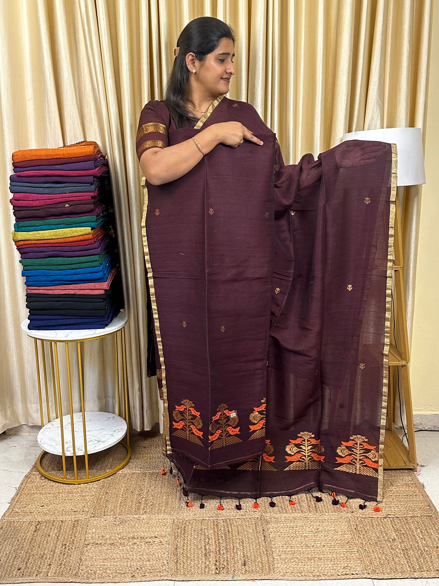 Linen Banarasi Jamdhani handloom JAM55