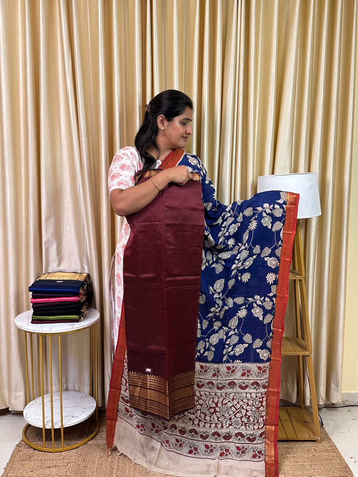 Handloom Mangalgiri Top kalamkari Duppatta-MG20