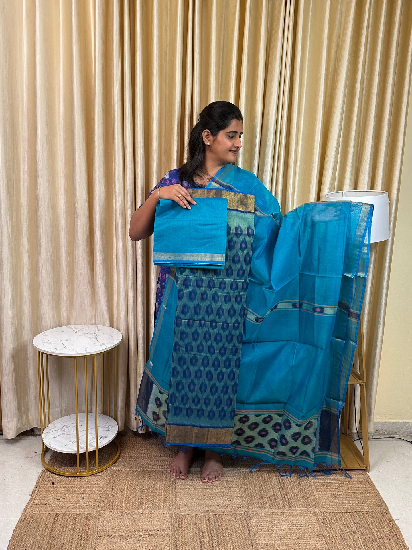 Handloom Pochampalli Sico 3 piece set -KHP 44