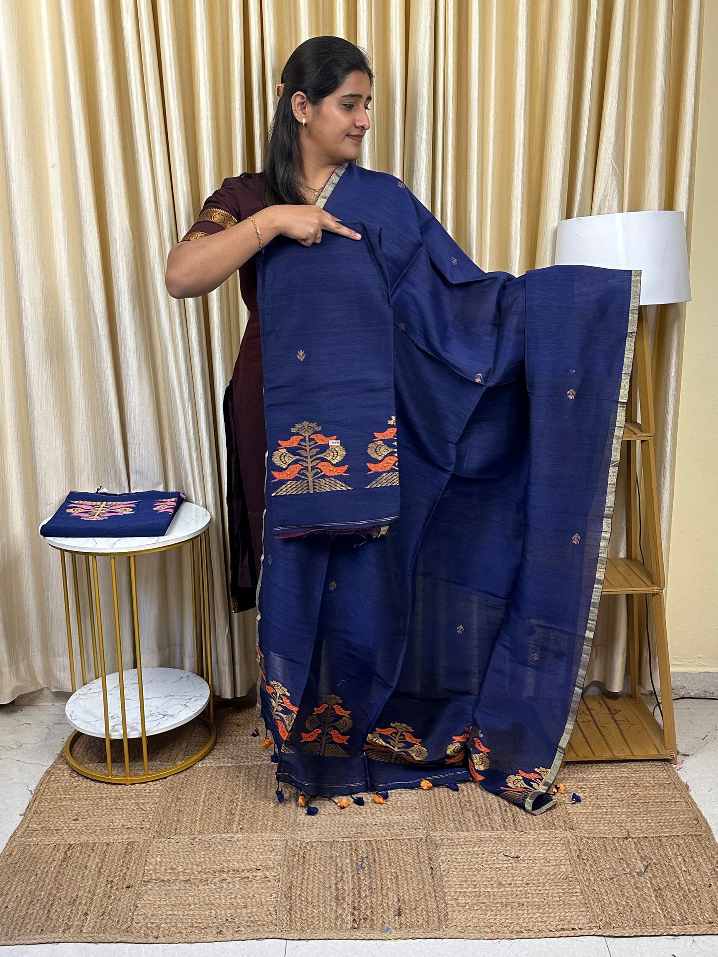 Linen Banarasi Jamdhani handloom JAM89