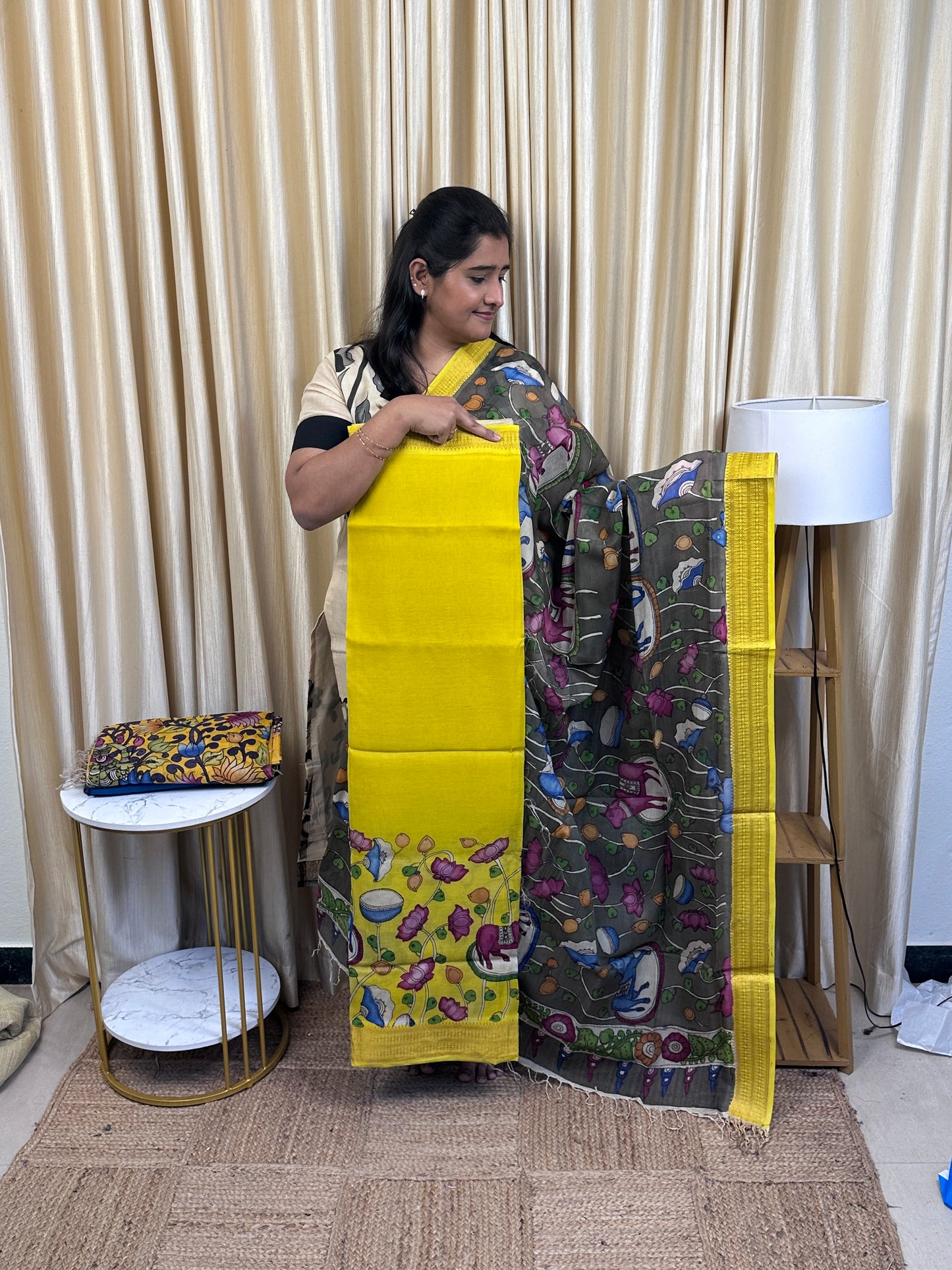 Authentic pen kalamkari Handsketched dress material - 4