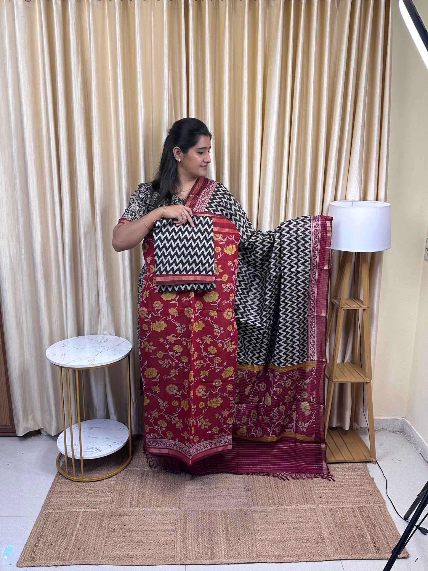 Maheshwari silk by cotton (vairaoosi inspired ) 3 piece set -MZ1