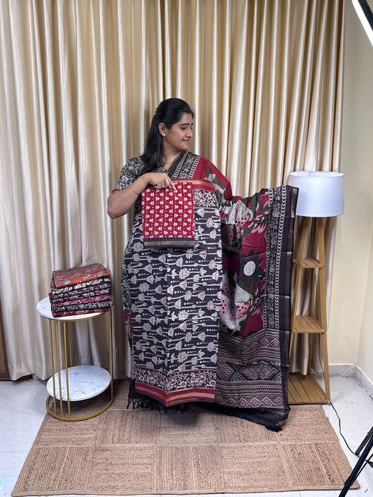 Maheshwari silk by cotton (vairaoosi inspired ) 3 piece set -MZ6