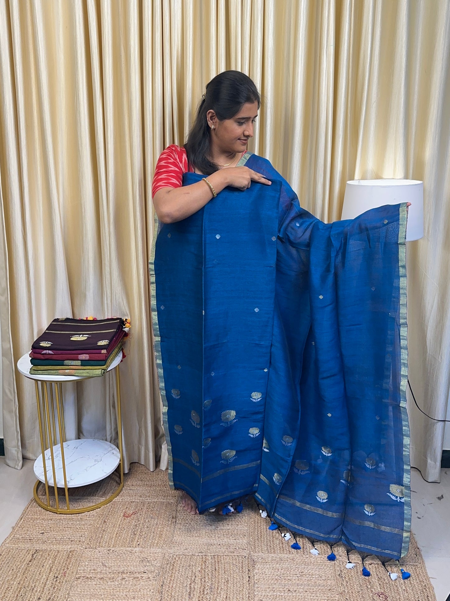 Linen jamdhani [Handwork] sunflower -2