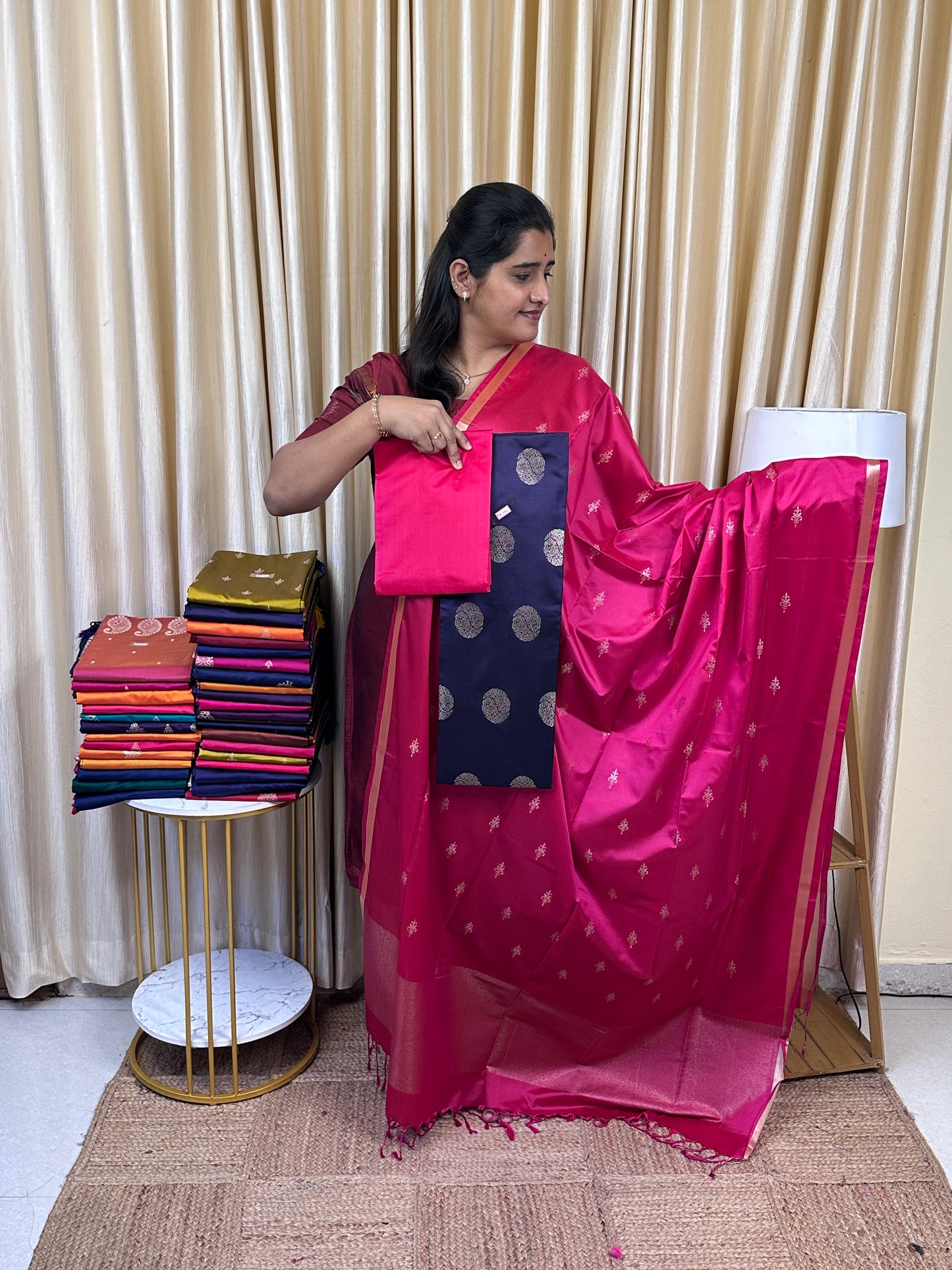 Premium semi soft silk 3 piece set -psc22