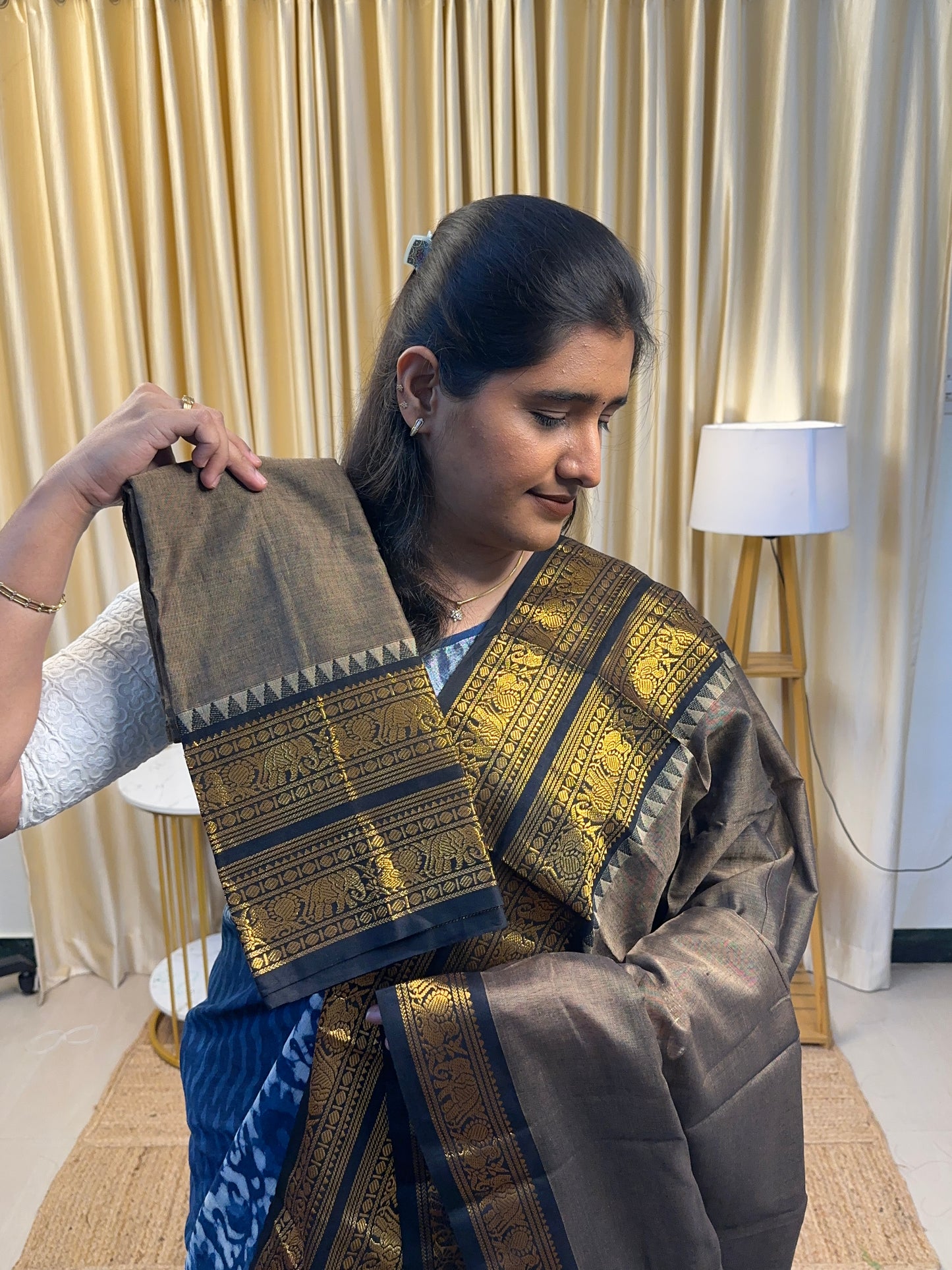 Bronze black Kanchi border Narayanapet -[2 piece set ]