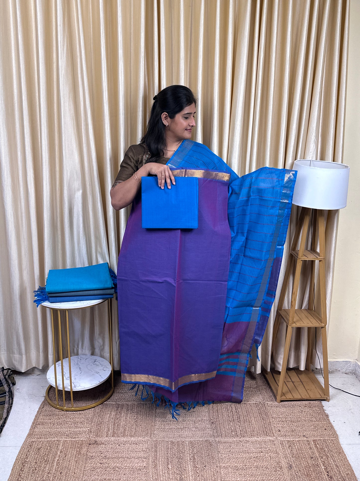 Shades of peacock Premium Mangalgiri cotton - PMC12