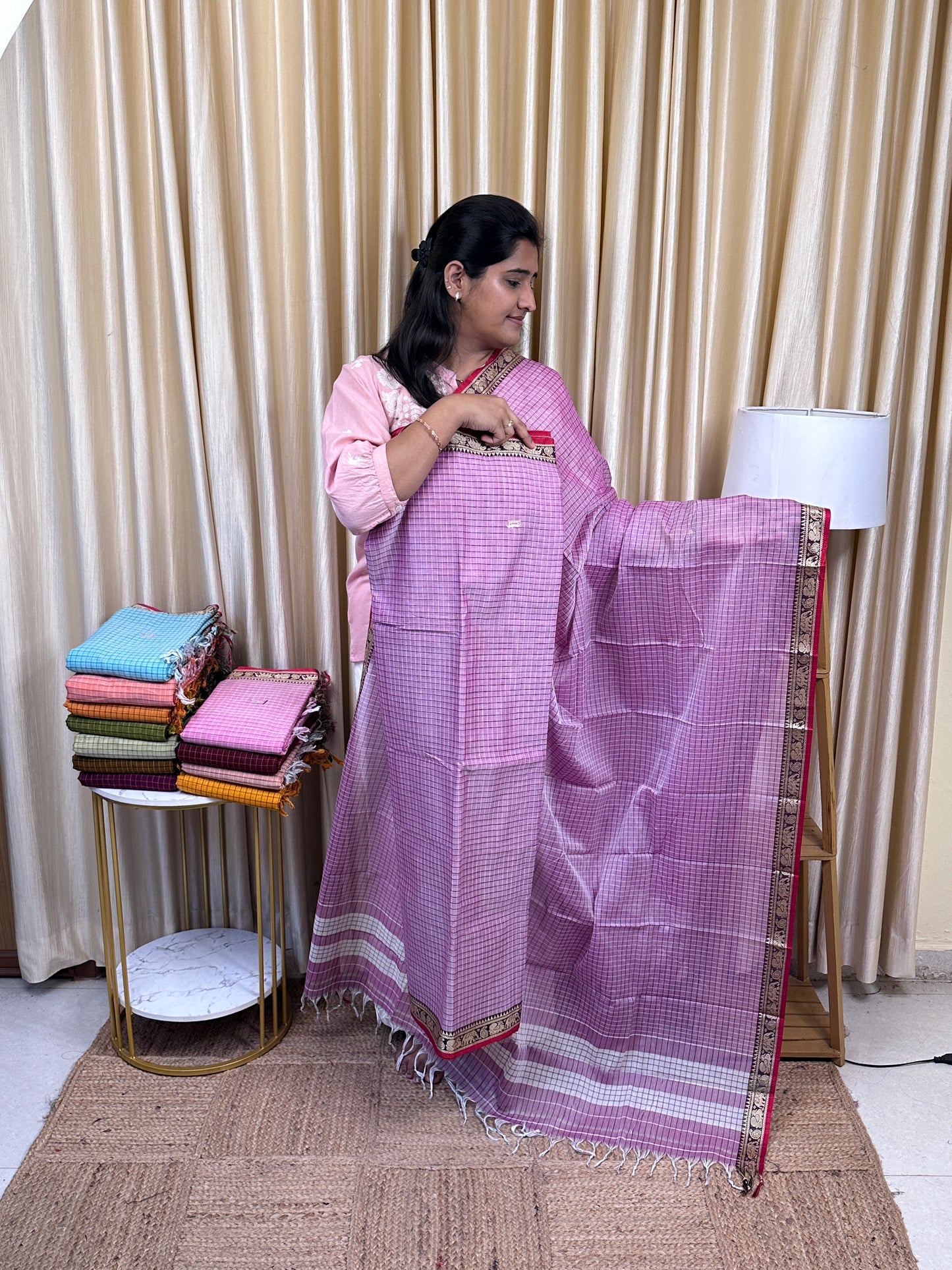 Narayanpet  checks Mercerised cotton (4.5 m Top)-CHKN5