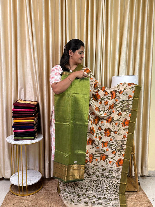 Handloom Mangalgiri Top kalamkari Duppatta-MG10
