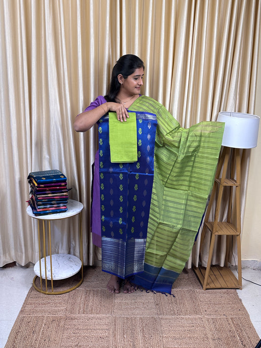 YAZHI 4-Big border Mangalgiri handloom Floral butta