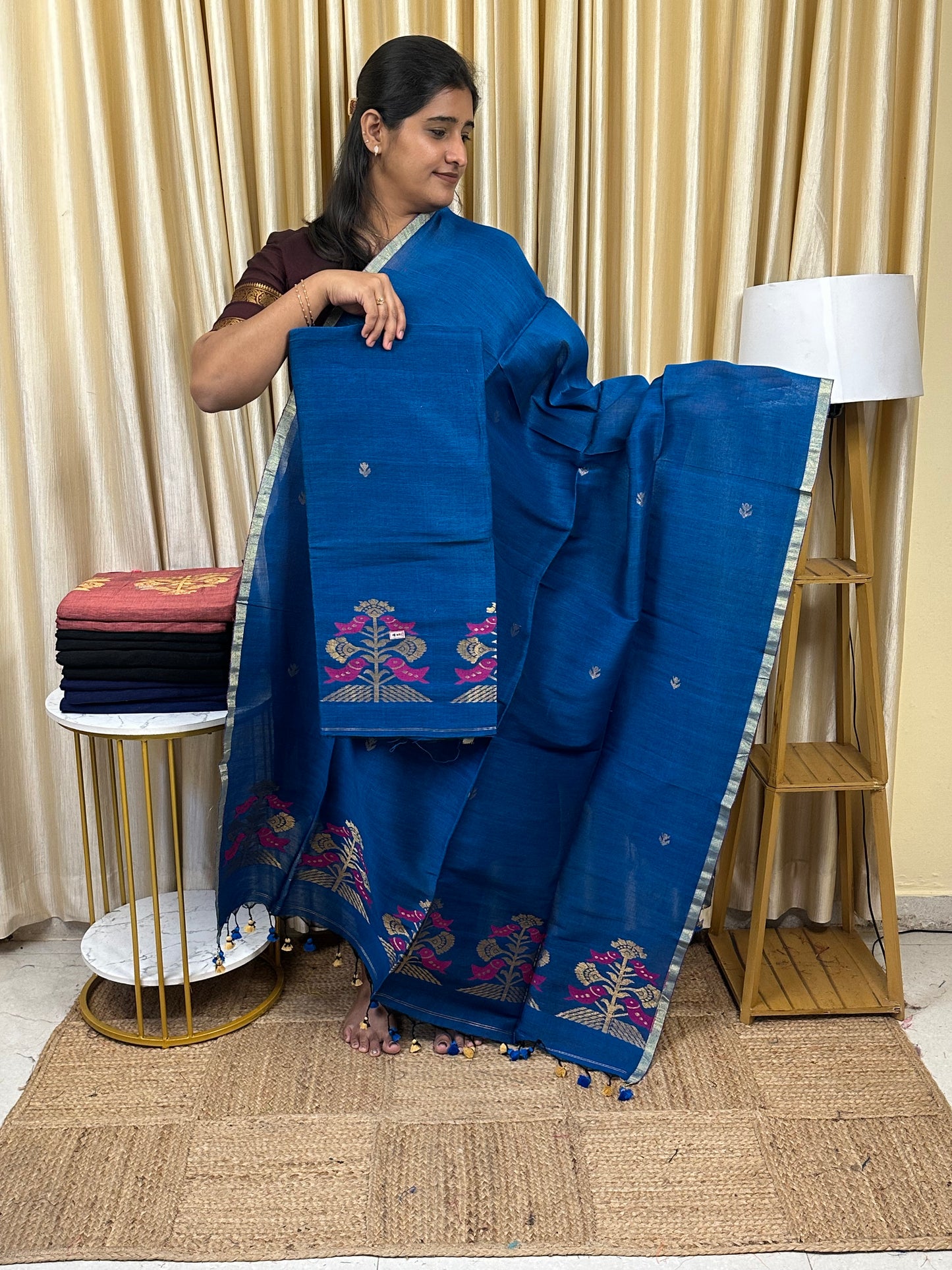 Linen Banarasi Jamdhani handloom JAM80