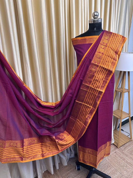 Royal border Narayanpet  Dress material (4.5m Top)-NRB4