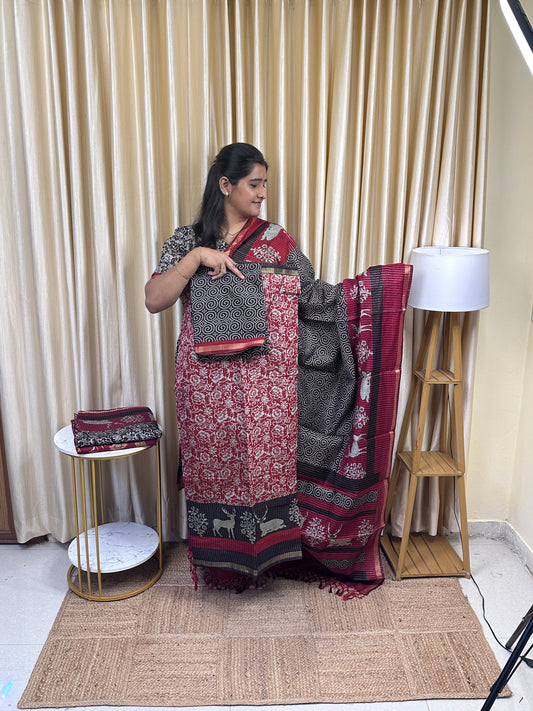 Maheshwari silk by cotton (vairaoosi inspired ) 3 piece set -MZ3