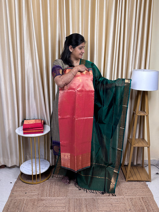 YAZHI 5-Big border Mangalgiri handloom checks
