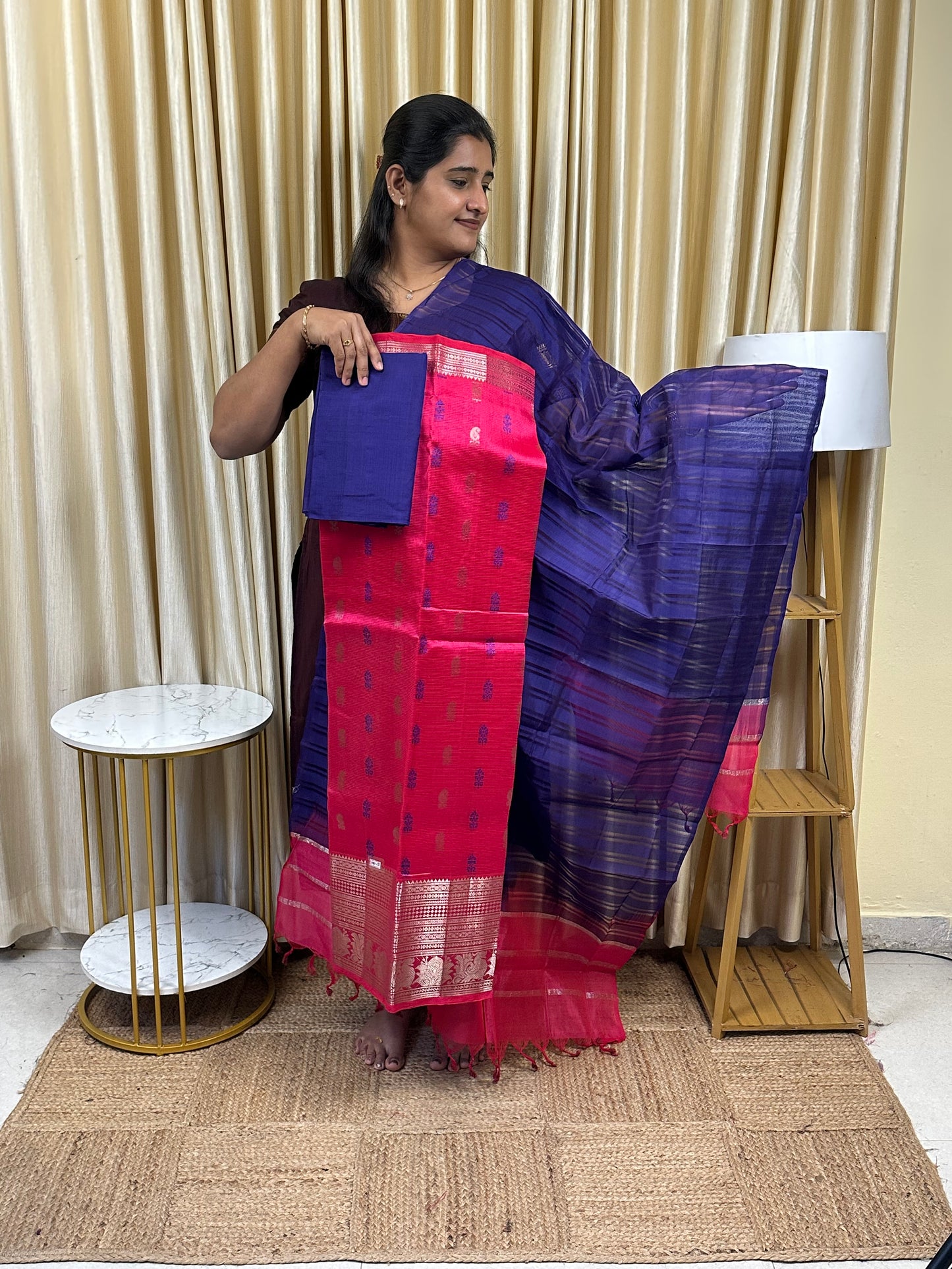 YAZHI 25 Big border Mangalgiri handloom Floral butta
