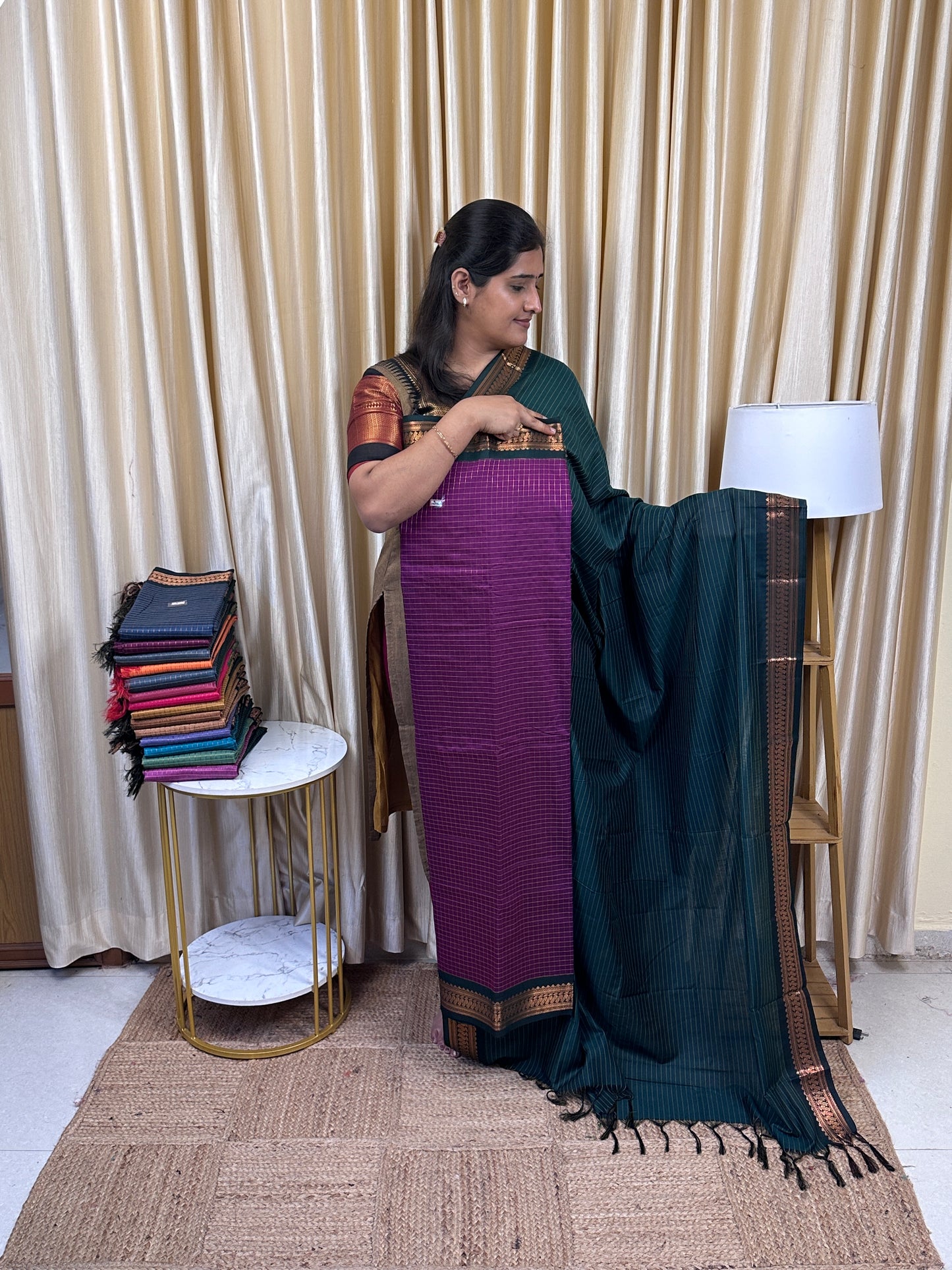 Kalyani checks silk by cotton 2 piece set - 16