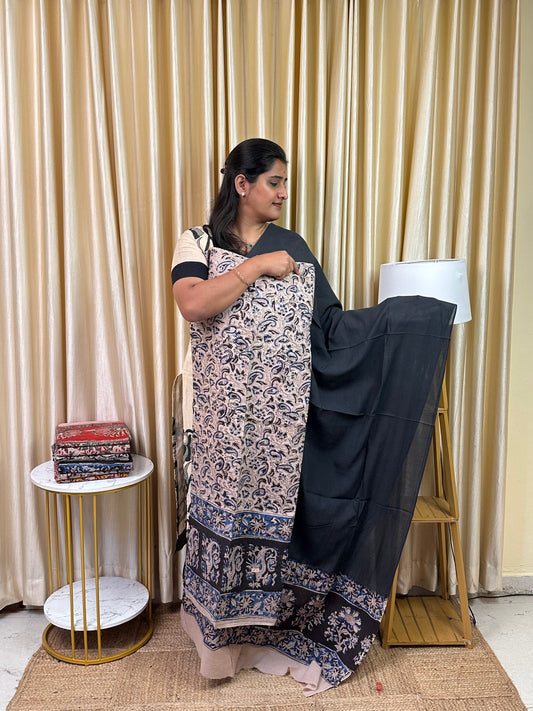 Kalamkari block printed cotton 2 piece set-KBP8