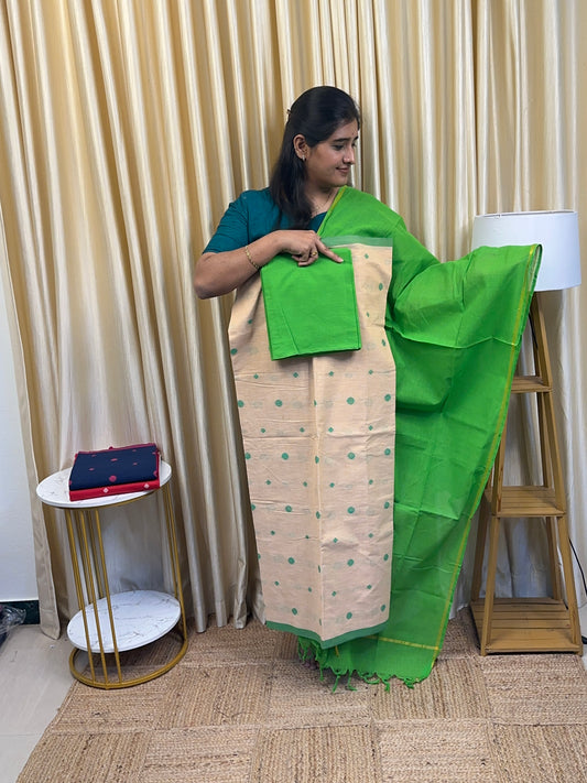 South  cotton heavy count Retro dots Beige [3 piece set]