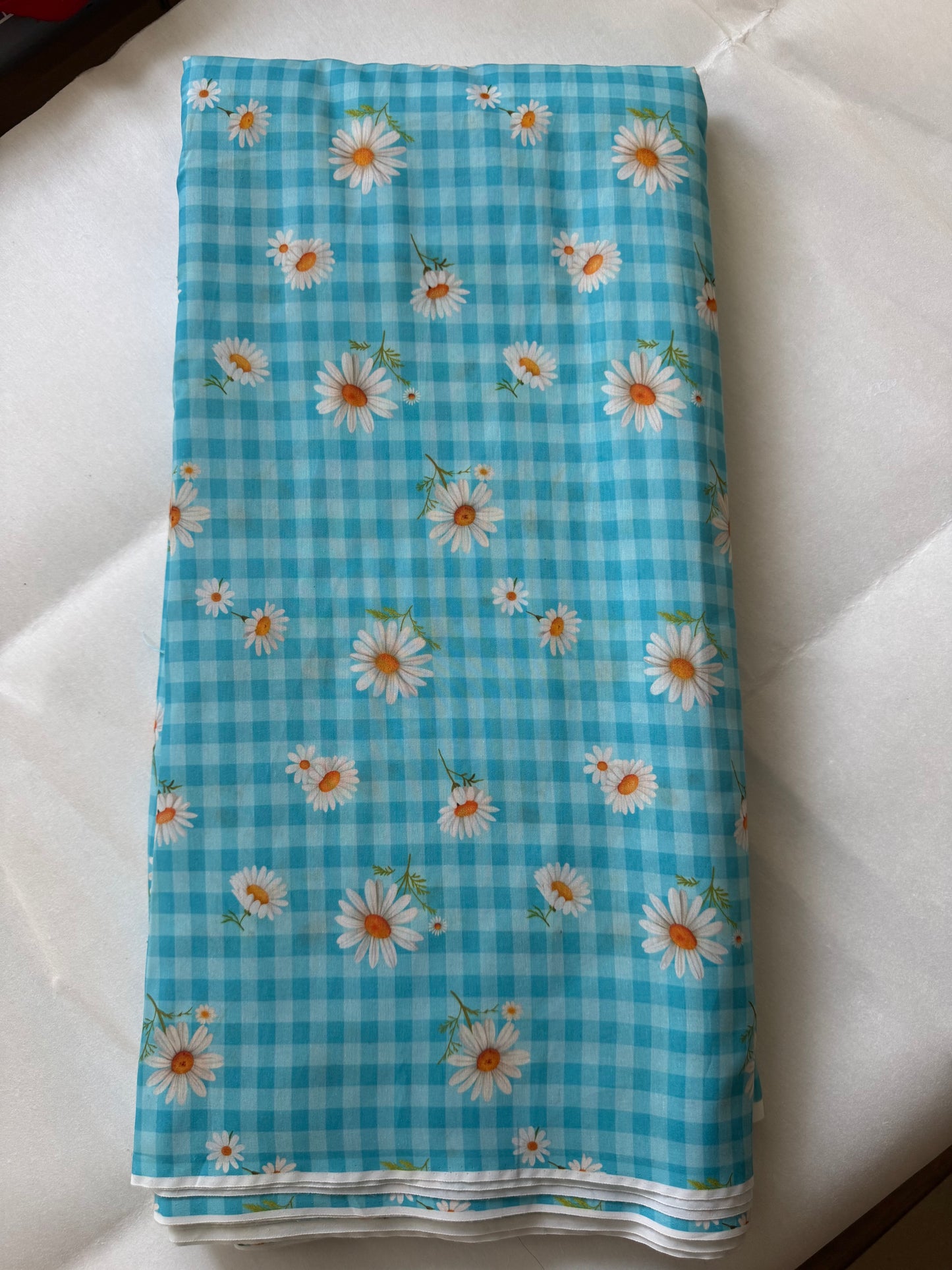 Mul cotton digital prints checks -  Ocean blue