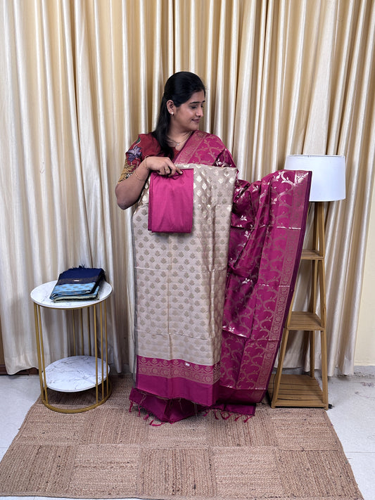 Banarasi Katan silk 3 piece set -BWS3