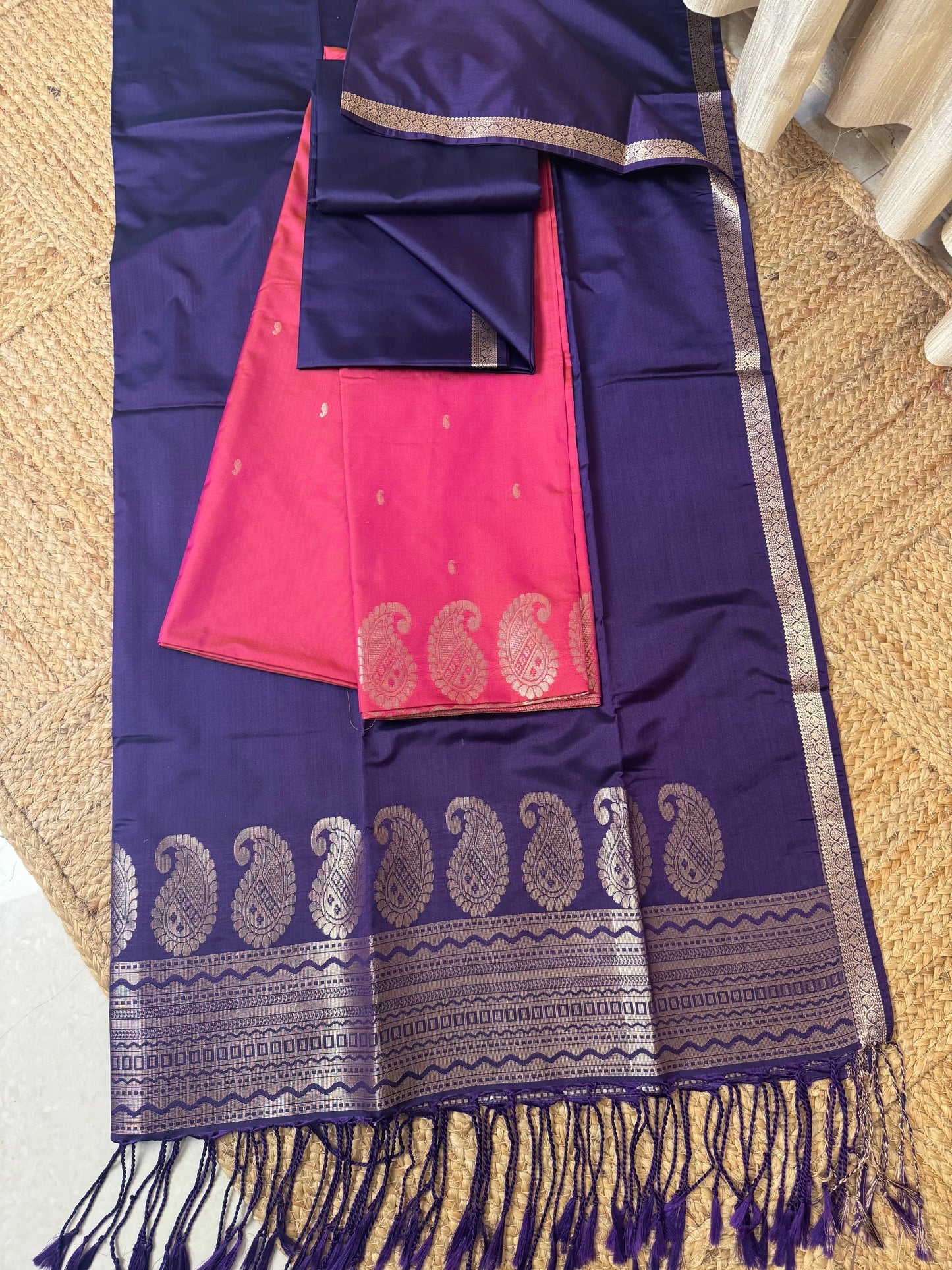 Premium semi soft silk 3 piece set -psc23