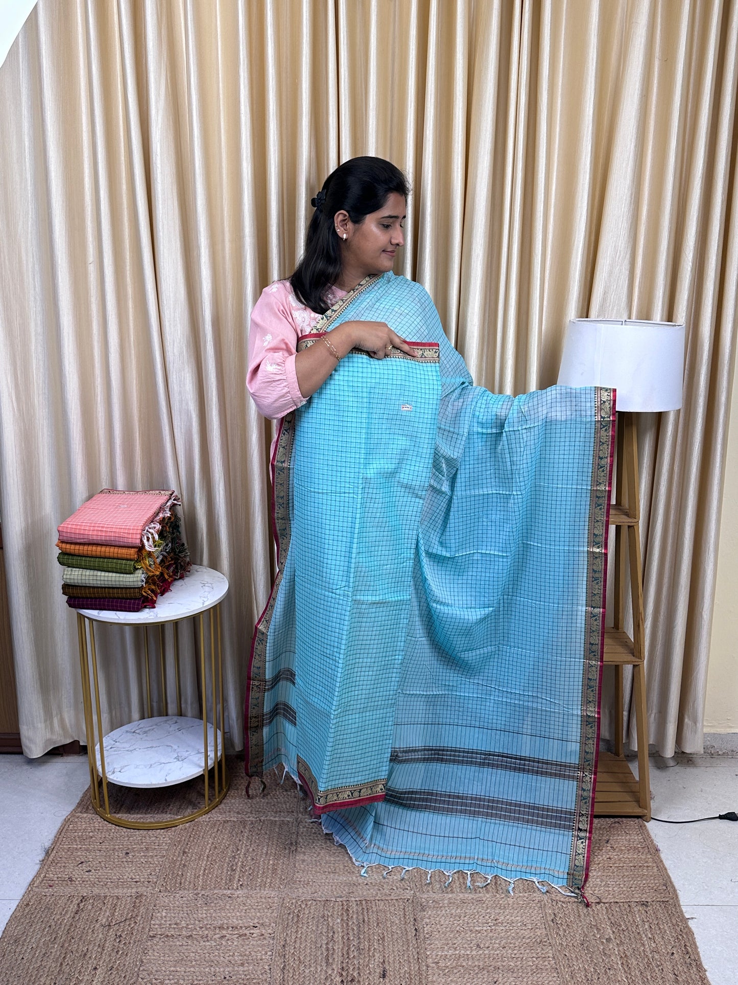 Narayanpet  checks Mercerised cotton (4.5 m Top)-CHKN10