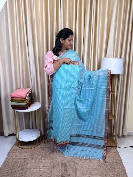Narayanpet  checks Mercerised cotton (4.5 m Top)-CHKN10