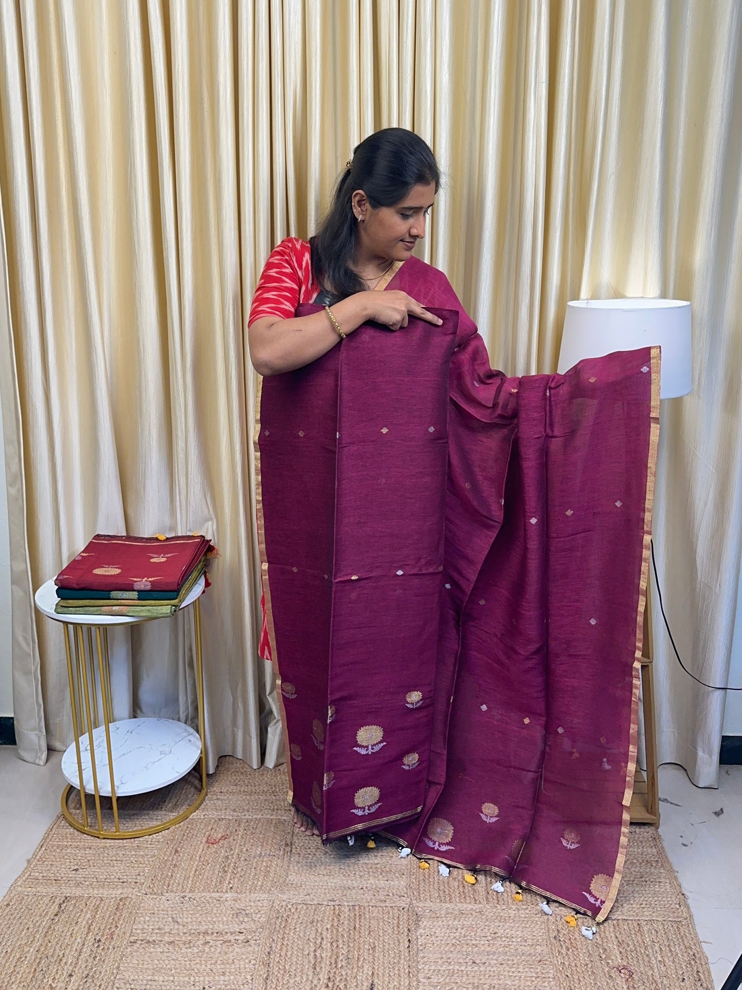 Linen jamdhani [Handwork] sunflower -4