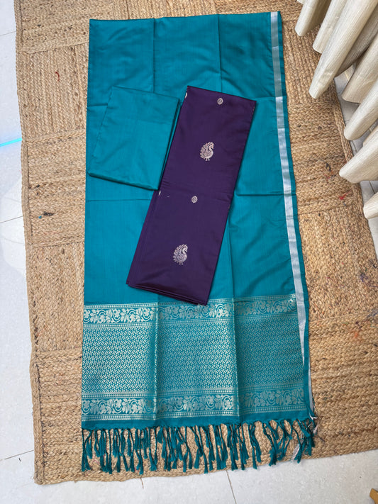 Premium semi soft silk 3 piece set -psc44