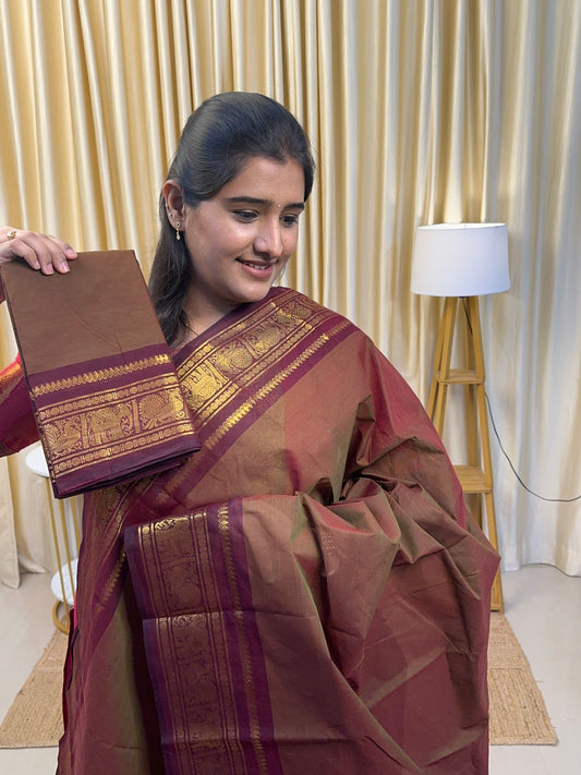 Vintage rustic maroon Chettinad cotton [2 piece set]