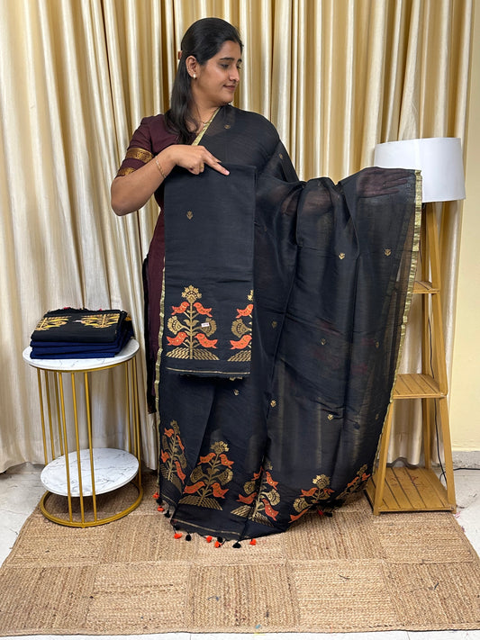 Linen Banarasi Jamdhani handloom JAM85