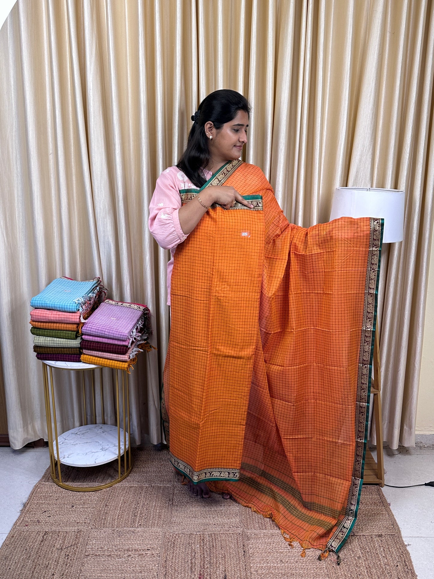 Narayanpet  checks Mercerised cotton (4.5 m Top)-CHKN4