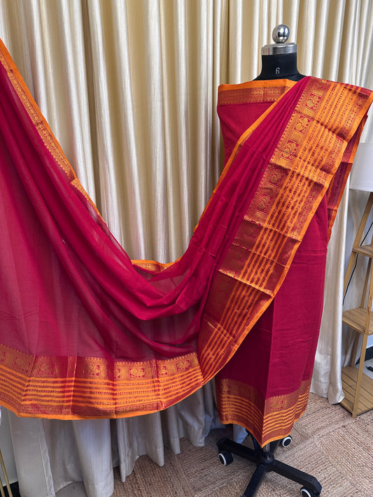 Royal border Narayanpet  Dress material (4.5m Top)-NRB3
