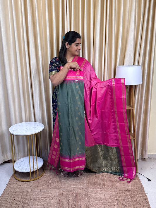Semi Gadwal  soft silk 2 piece set-GWS36