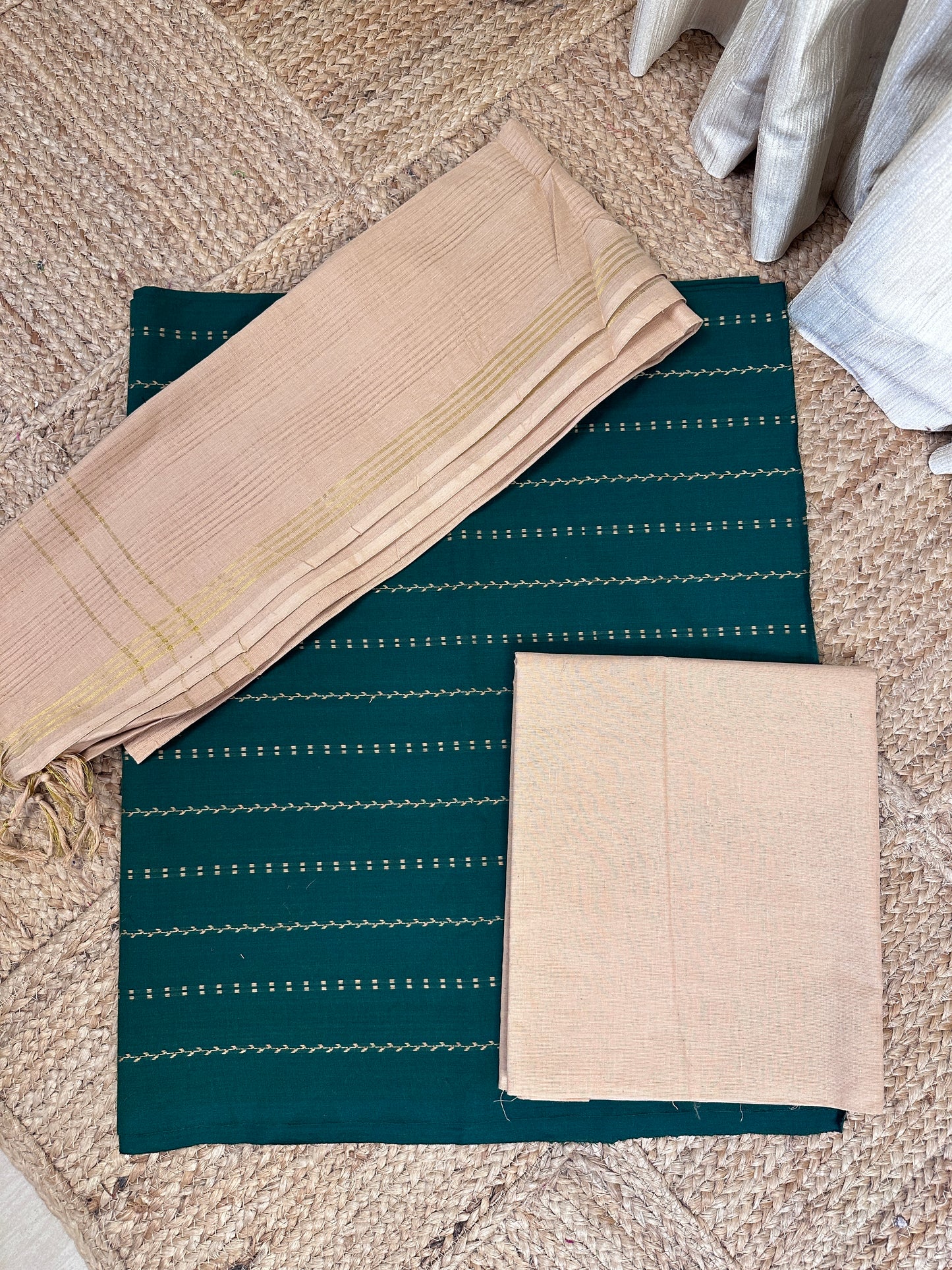 South cotton 3 piece set - Green and beige