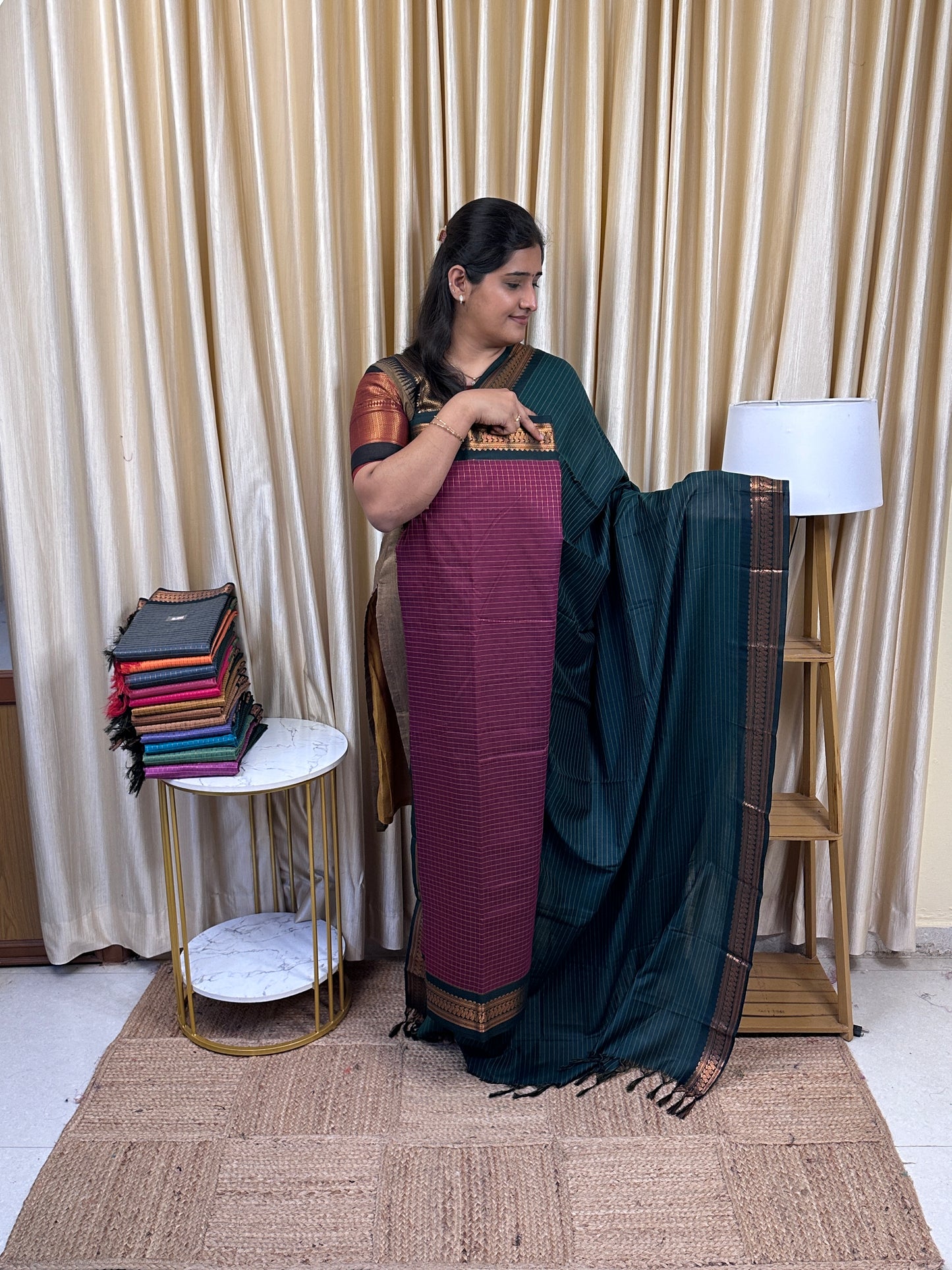 Kalyani checks silk by cotton 2 piece set - 18