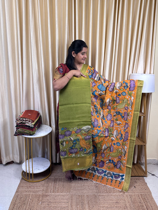 Authentic pen kalamkari Handsketched dress material - PK16