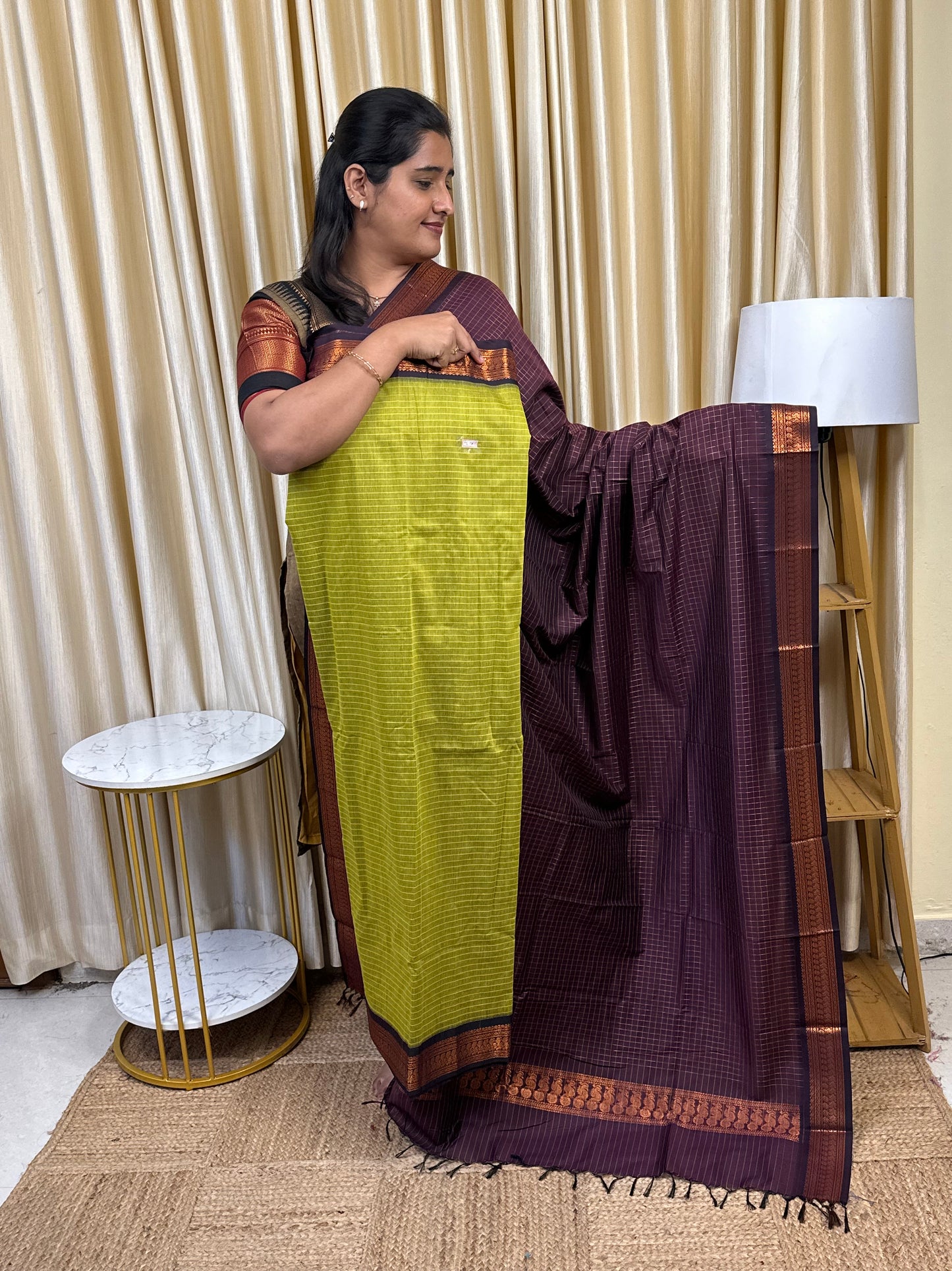 Kalyani checks silk by cotton 2 piece set - 34