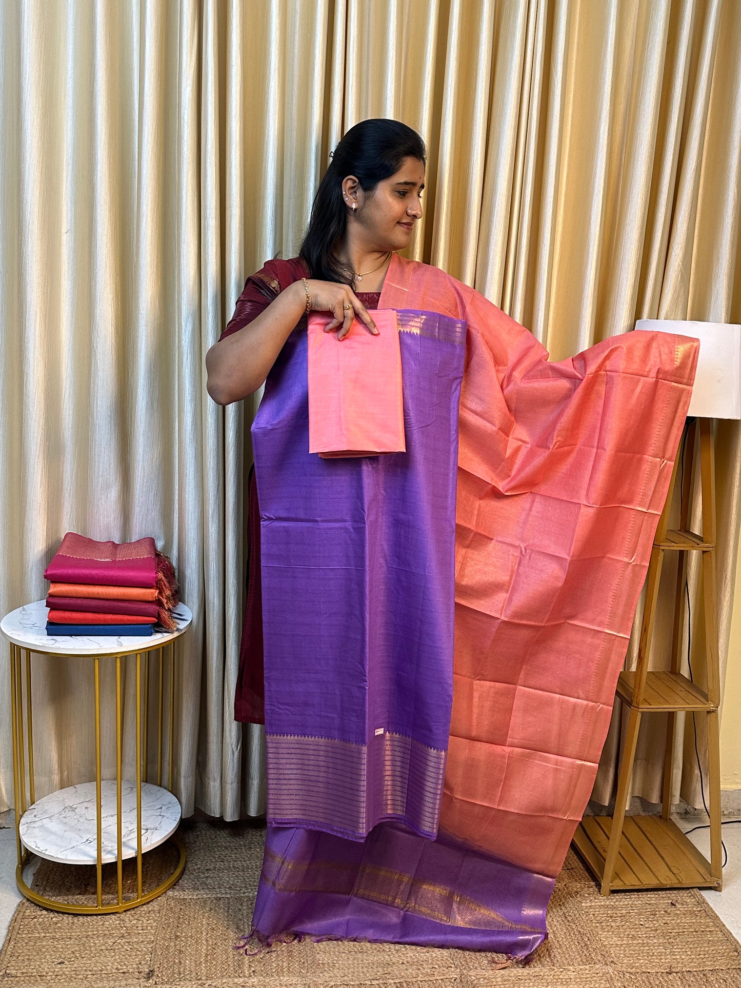 Mangalagiri big border silk cotton 3 piece set-BBM7