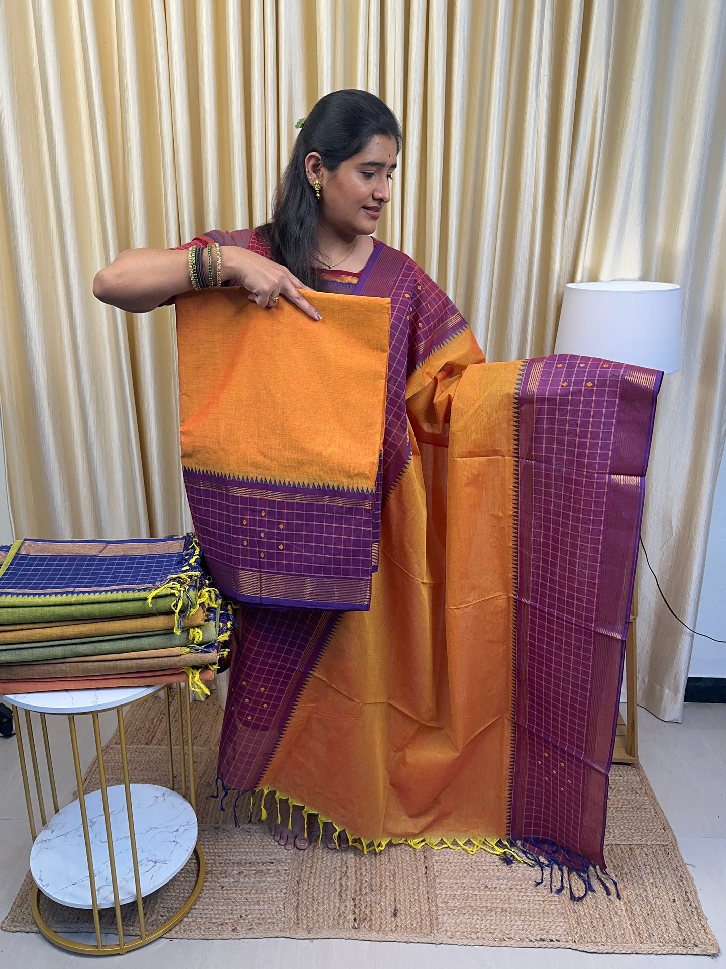 Sun rise Chettinad checked border