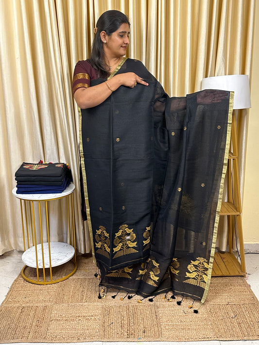 Linen Banarasi Jamdhani handloom JAM83